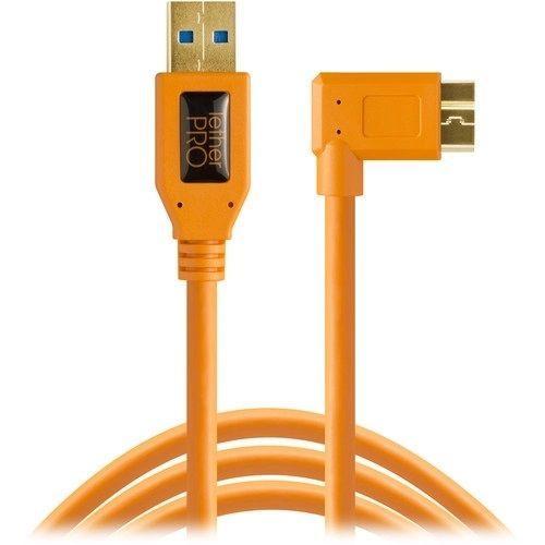 Tether Tools USB 3.0 Type-A Male to Micro-USB Right-Angle Male Cable (15', Orange) - SW1hZ2U6MTk1MDk5Nw==