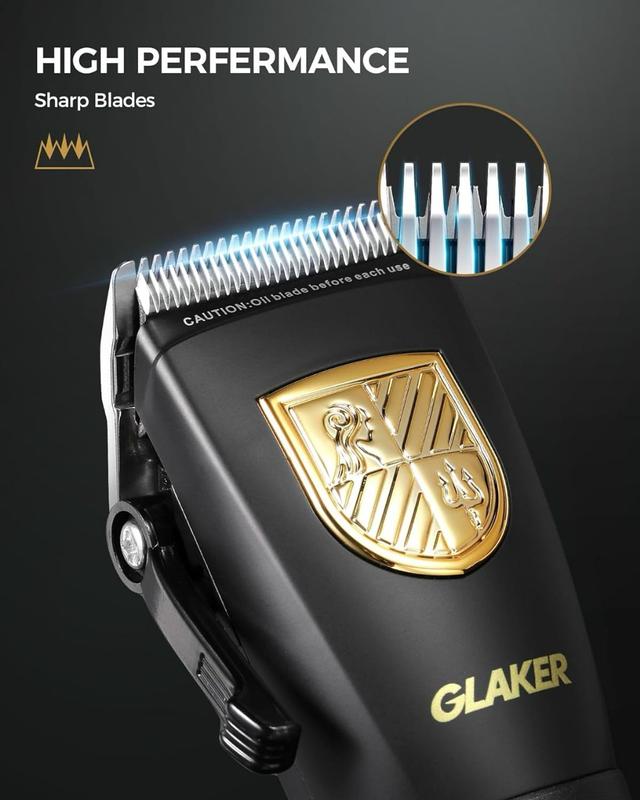مجموعة حلاقة للرجال جلاكر 2 ماكينه حلاقه شعر راس واللحية مع رؤوس متعددة Glaker Professional Cordless Hair Clippers Kit