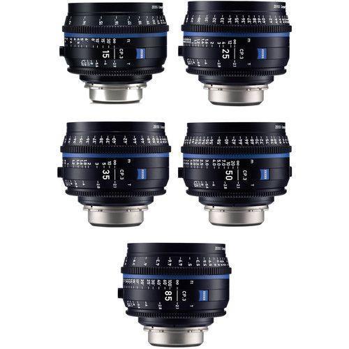 مجموعة عدسات كاميرا (15 و25 و35 و50 و85) ملم متوافقة مع حامل PL زيس Zeiss CP.3 5-Lens Set