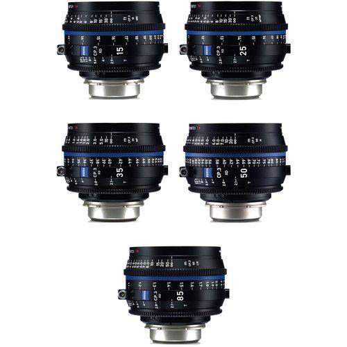 طقم عدسات كاميرا (15 و25 و35 و50 و85) ملم مع تقنية نقل البيانات ومتوافقة مع حامل PL زيس Zeiss CP.3 XD 5-Lens Set