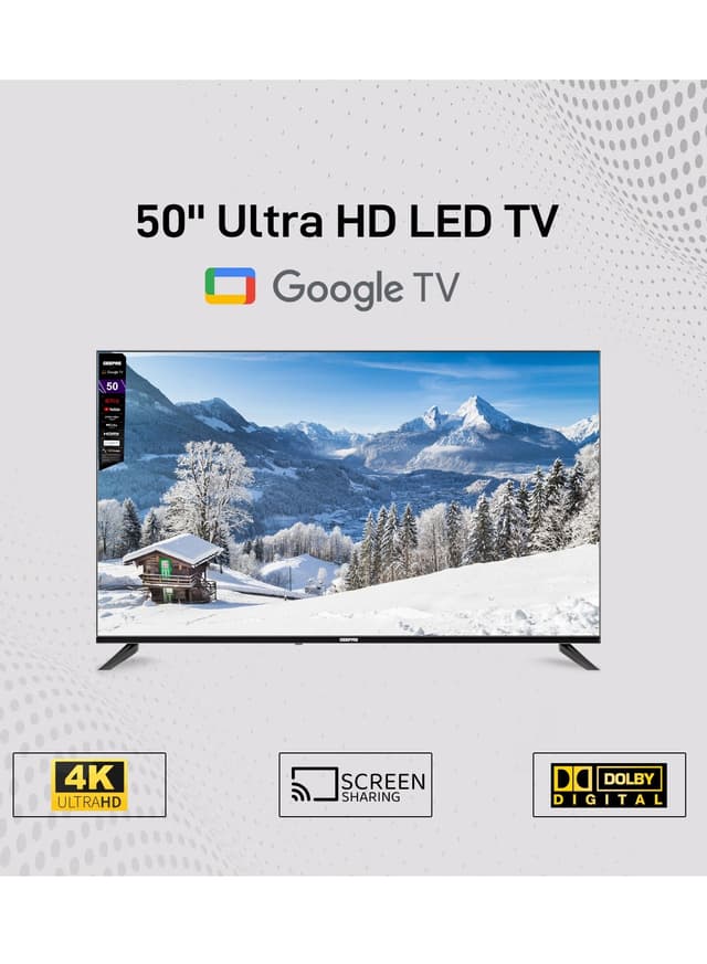 شاشة 50 بوصة 4K UHD مع تلفزيون غوغل جيباس Geepas 50" Google Tv- Dolby Audio, Ultra Hd Led Tv - 541188