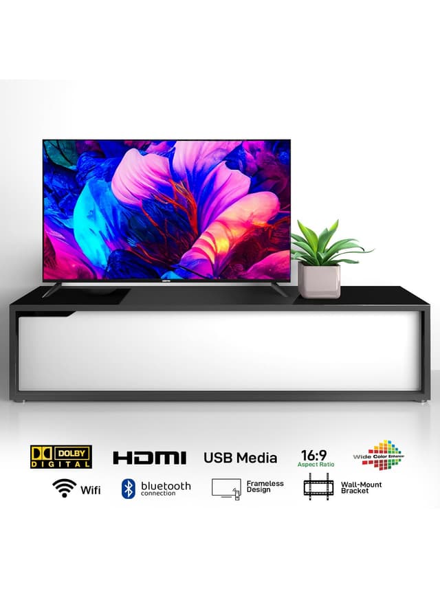 Geepas 55'' 4k Uhd, Google, Smart Led Tv With Remote Control, Wall Mount Bracket, 2 Usb & 4 Hdmi Port, Hdmi, Usb, Bluetooth, Wifi, Screen Sharing, 16.9 Aspect Ration, Wide Color Enhancer, Eco Efficiency