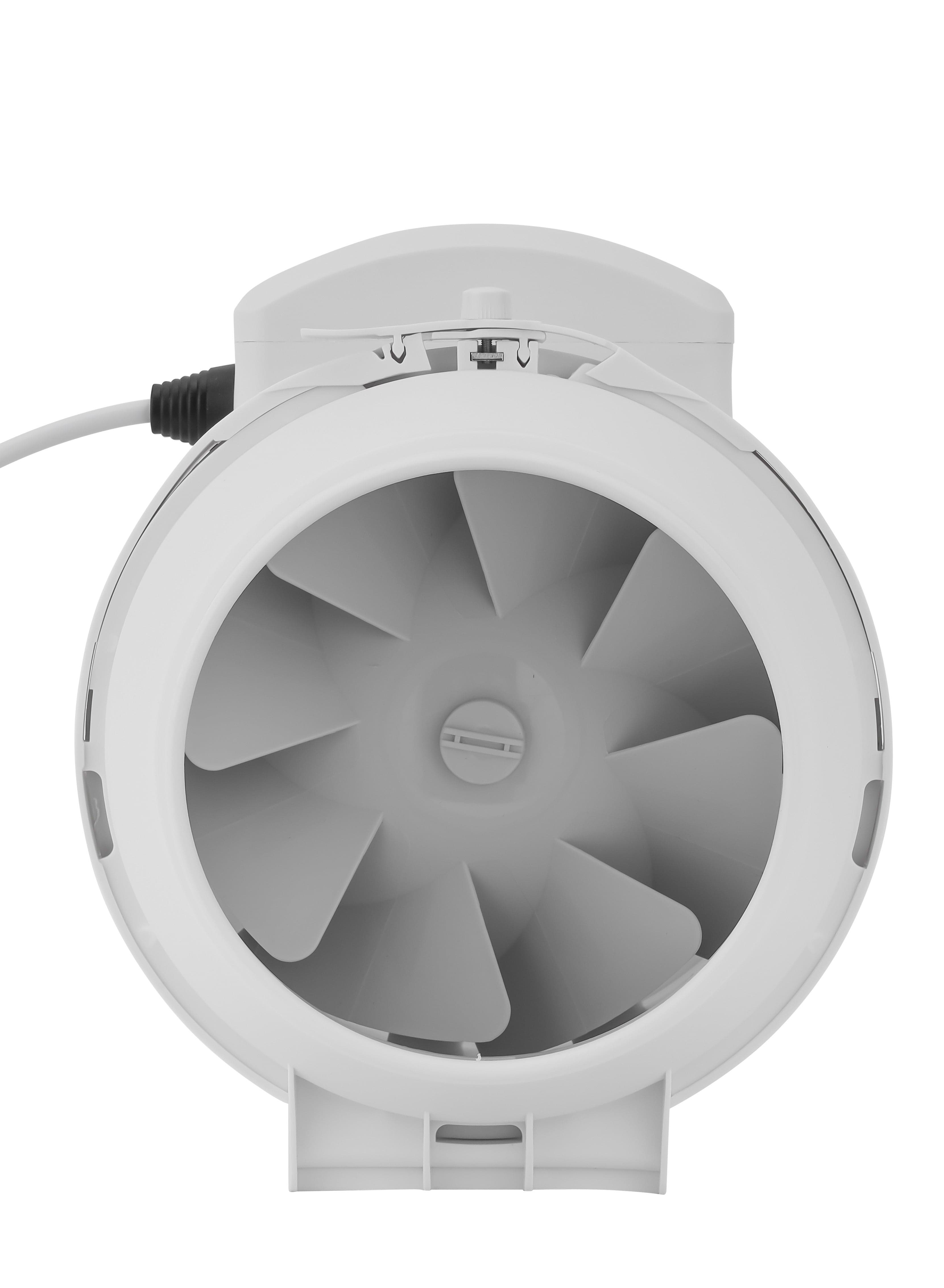 Geepas 6" In Line Exhaust Fan With 2 Speed, 2150 Rpm Speed, 370cfm, Rust Free, Low Noise, Installed In Loft Or Roof Space, Overrun Timer Adjustable From 2-30 Minutes, 28 W White