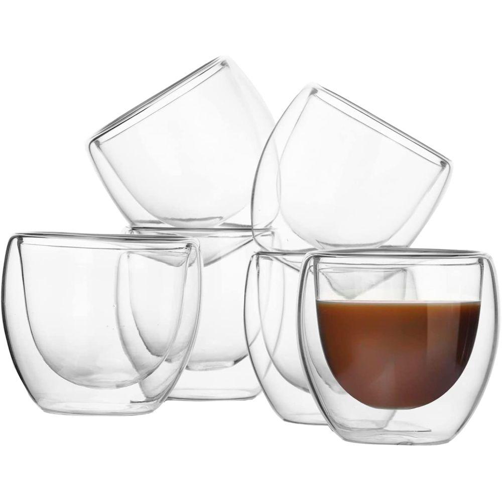 1Chase - Double Wall Espresso Coffee Cup 80ml - Pack of 6