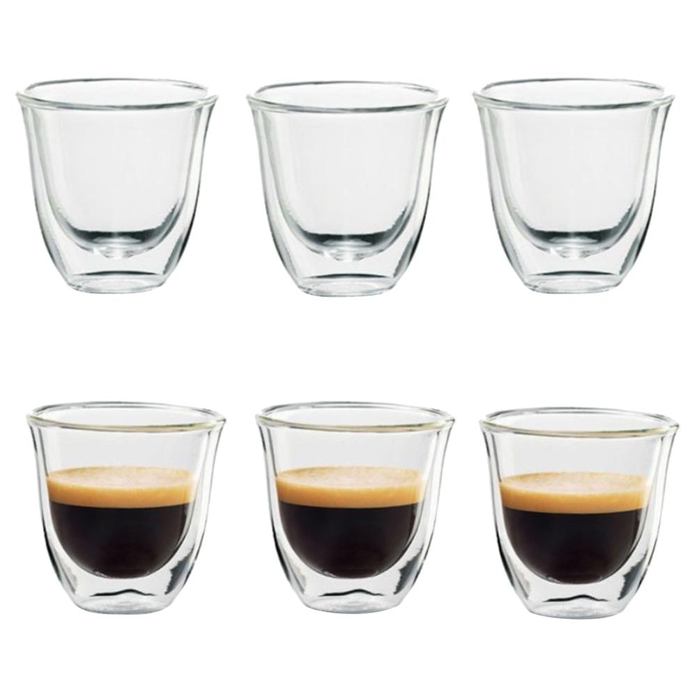 1Chase - Double Wall Glass Tea Coffee Cup 80ml Pack of 6