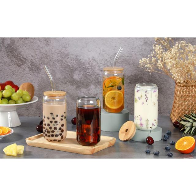 1Chase - Glass Mason Jar 550ml W/ Lid, Straw & Brush - Pack of 4 - SW1hZ2U6MjE4OTQ4Mw==