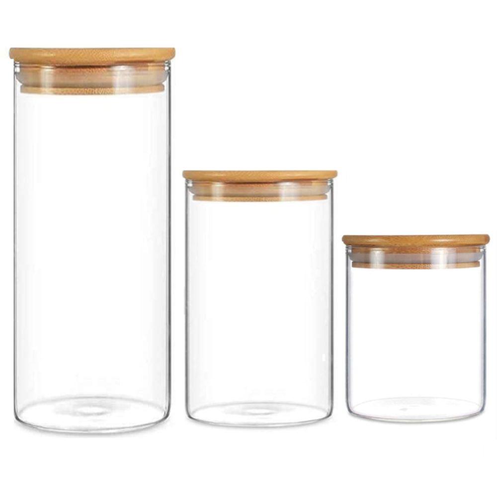 برطمان مقاوم للرطوبة ون تشايس 1Chase - Glass Round Storage Jar W/ Bamboo Lid