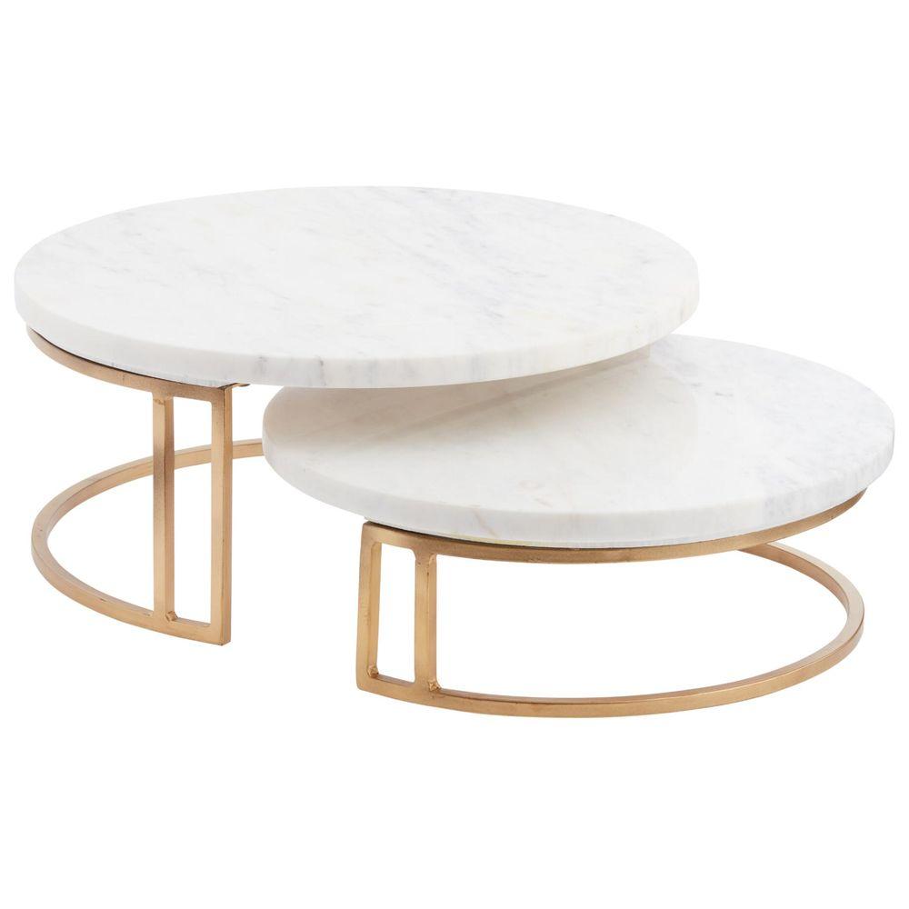 صينية تقديم بأبعاد 20 × 17 × 6 سم ون تشايس  1Chase - Natural Round White Marble Trinket Tray Stand