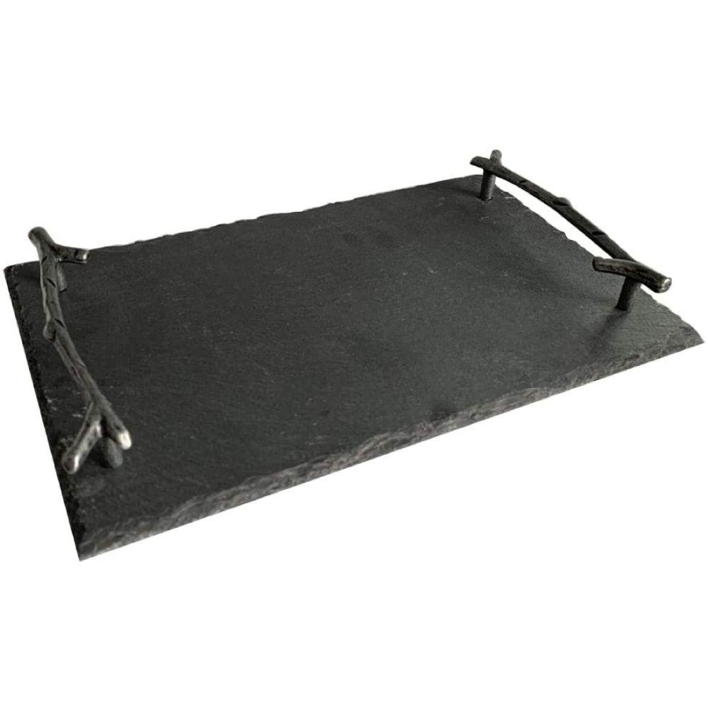 صينية تقديم بمقبض متين رمادي ون تشايس 1Chase - Natural Stone Slate Serving Tray W/ Handle