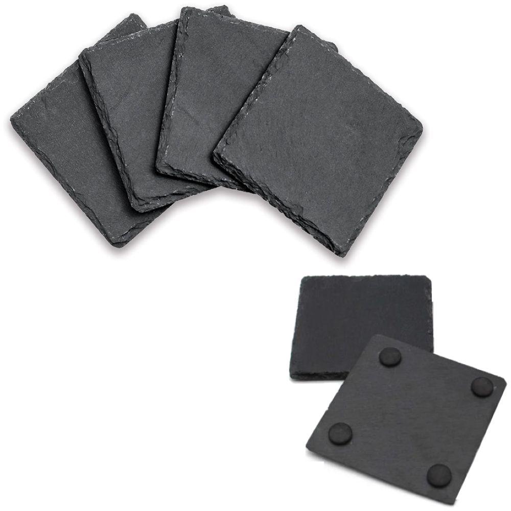 1Chase - Natural Stone Sqaure Slate Coaster 10x10cm - Pack of 6