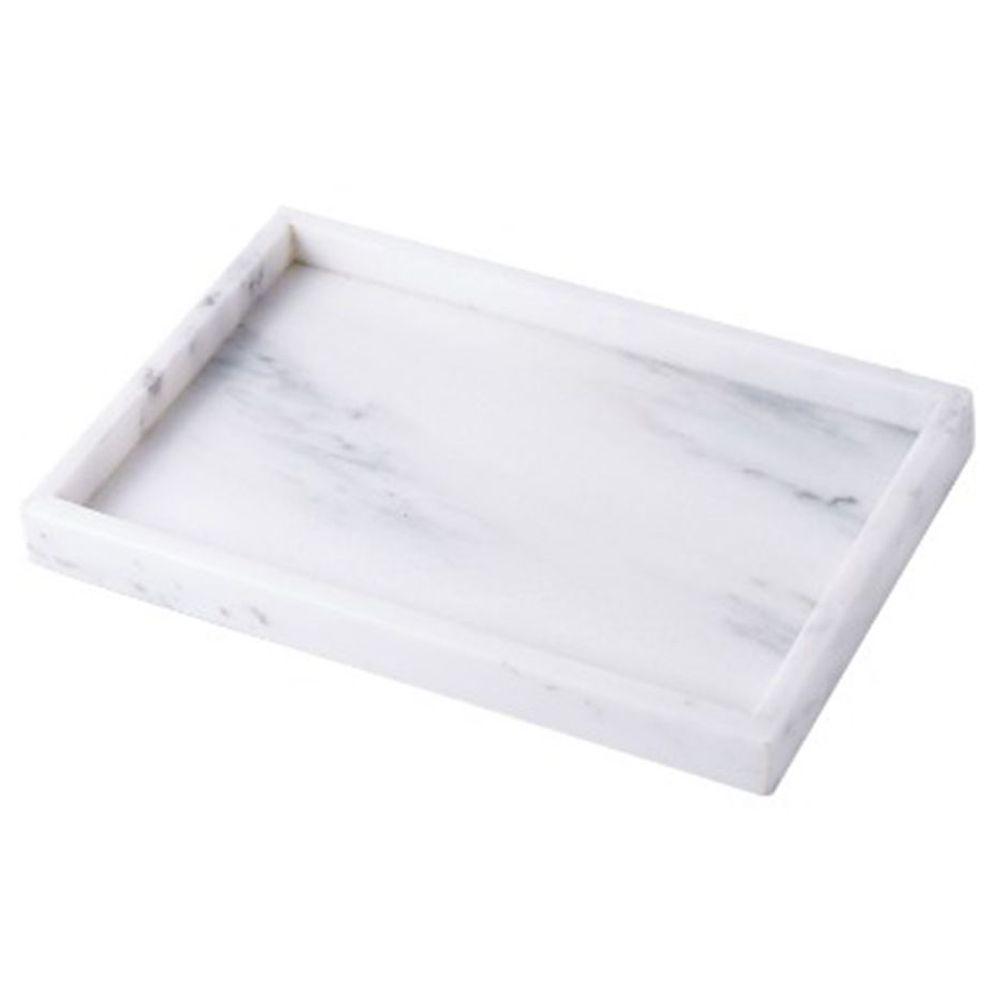 1Chase - Rectangular Marble Stone Trinket Vanity Tray - White