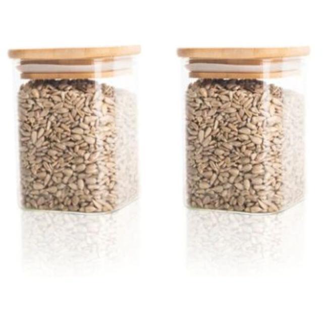 1Chase - Square Storage Jar W/ Bamboo Lid 500ml - Pack Of 2 - SW1hZ2U6MjE4OTE2OQ==