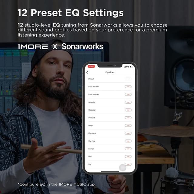 سماعة بلوتوث مقاومة للضوضاء أبيض ون مور 1More - ComfoBuds 2 Earbuds