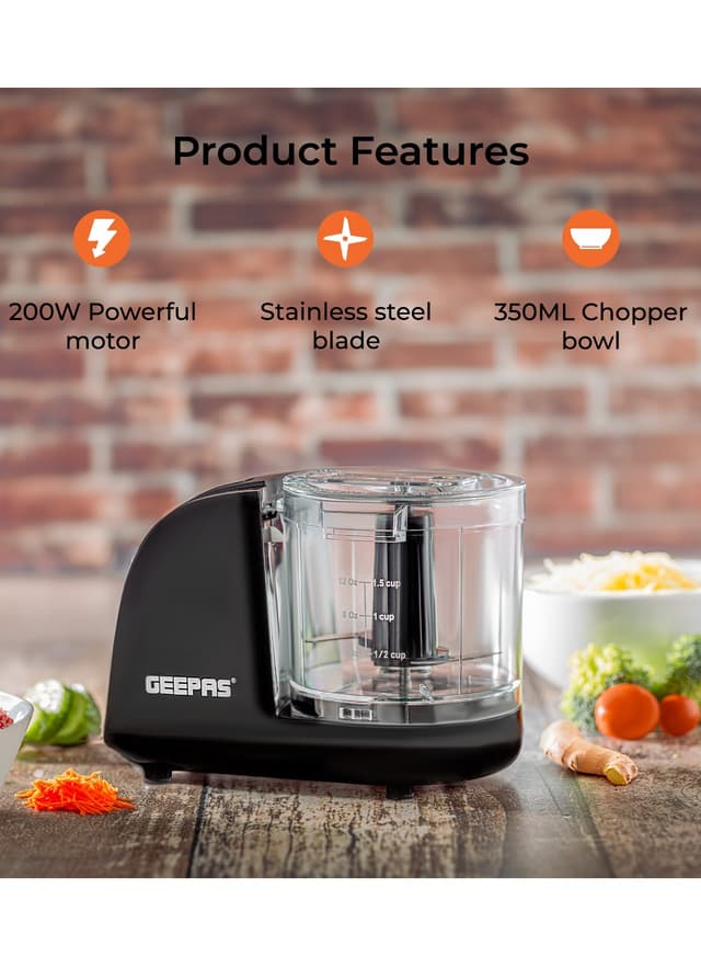 Geepas Multi Chopper With Stainless Steel Blade, 100w Powerful Copper