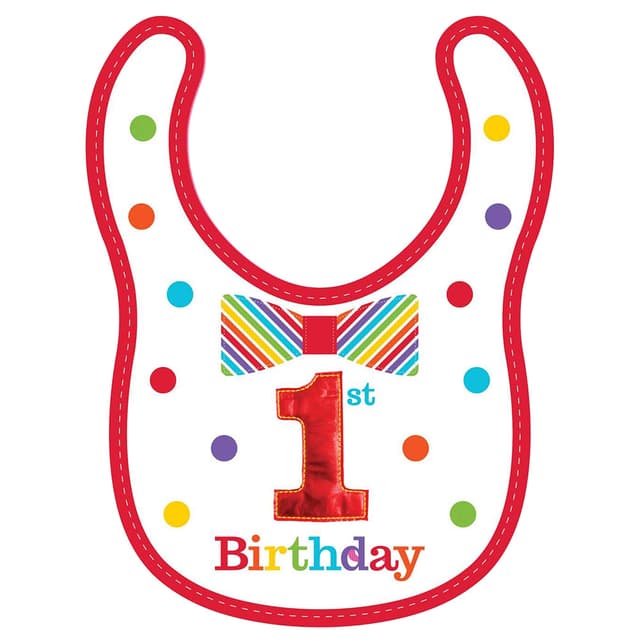 مريله للاطفال لعيد الميلاد الأول من بارتي سنتر  Birthday Rainbow Boy's Fabric Bib