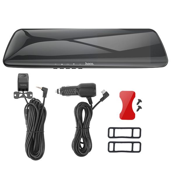 مراية سيارة داش كام للسيارة هوكو أمامية وخلفية 200 مللي أمبير Hoco DV4 4.5-inch Camera Car 2in1 Rearview Mirror Driving - SW1hZ2U6Mjk0NzI2NA==