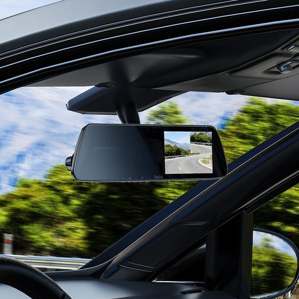 مراية سيارة داش كام للسيارة هوكو أمامية وخلفية 200 مللي أمبير Hoco DV4 4.5-inch Camera Car 2in1 Rearview Mirror Driving - SW1hZ2U6Mjk0NzI1OQ==