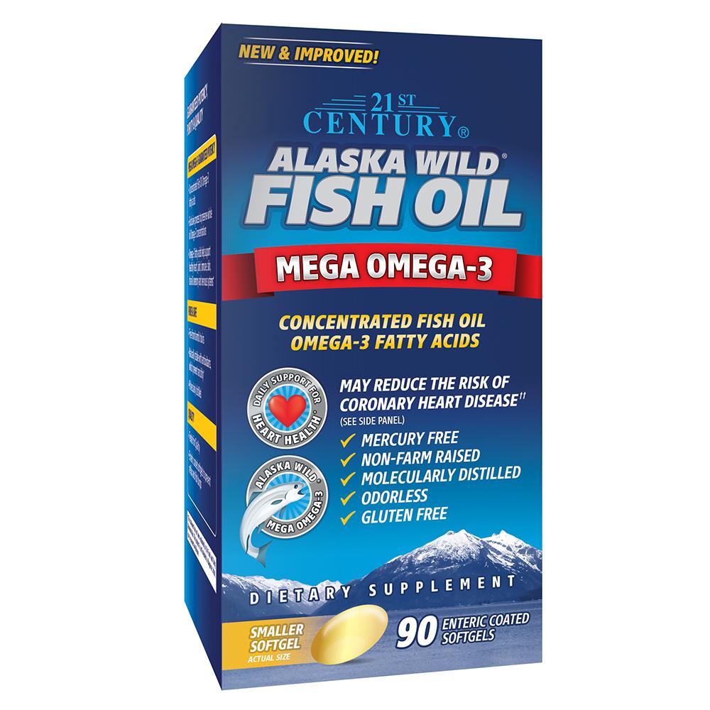 حبوب زيت السمك هلامية و مغلفة القرن الواحد و العشرين 21st Century - Alaska Wild Fish Oil Softgels