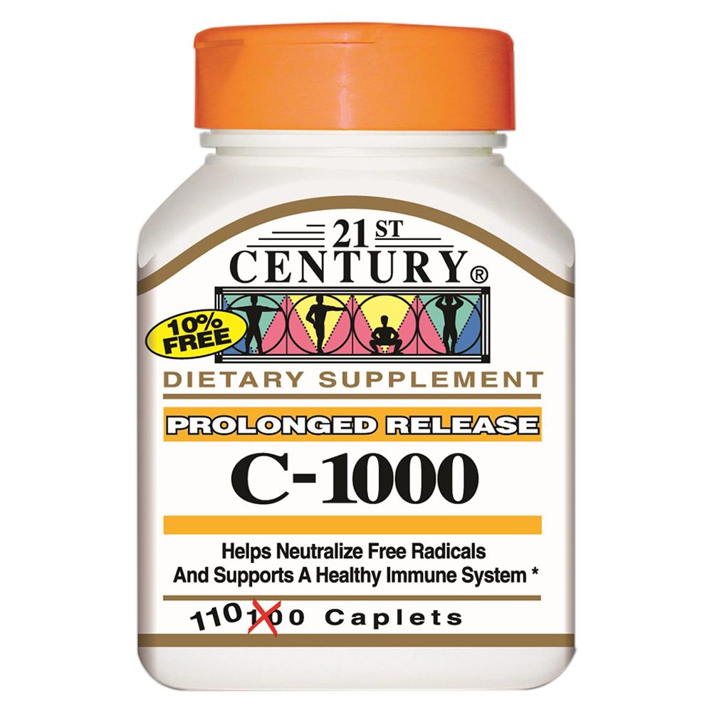 حبوب فيتامين سي بنسبة 1000 ميكرو غرام مضادة للأكسدة القرن الواحد و العشرين 21st Century - C-1000 mg Prolonged Release Caplets