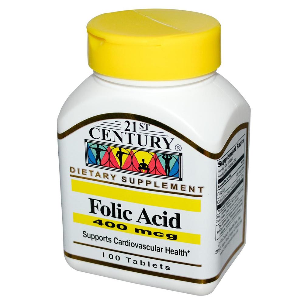 حبوب فيتامين بنسبة 400 ميكرو غرام من حمض الفوليك القرن الواحد و العشرين 21st Century - Folic Acid 400 mcg Tabs 100 Count