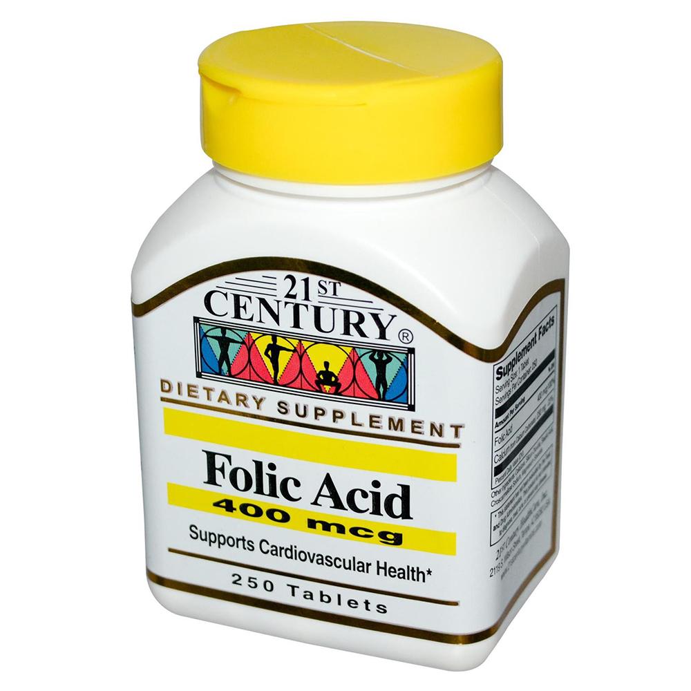 حبوب فيتامين مع حمض الفوليك بنسبة 400 ميكرو غرام القرن الواحد و العشرين  21st Century - Folic Acid 400 mcg