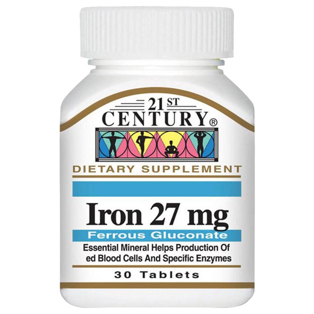 حبوب الحديد بنسبة 27 ملغ القرن الواحد و العشرين 21st Century - Iron 27 Mg Ferrous Gluconate