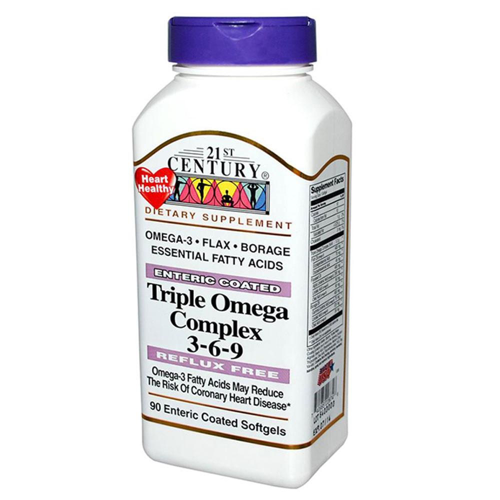 حبوب فيتامين بتركيبة أوميغا 3 القرن الحادي و العشرين 21st Century - Triple Omega Complex Softgels