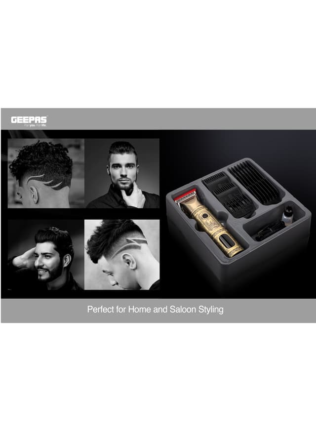 ماكينة حلاقة الشعر والذقن الاحترافية مع شاشة عرض من جيباس قابلة للشحن Geepas Professional Hair And Beard Clipper