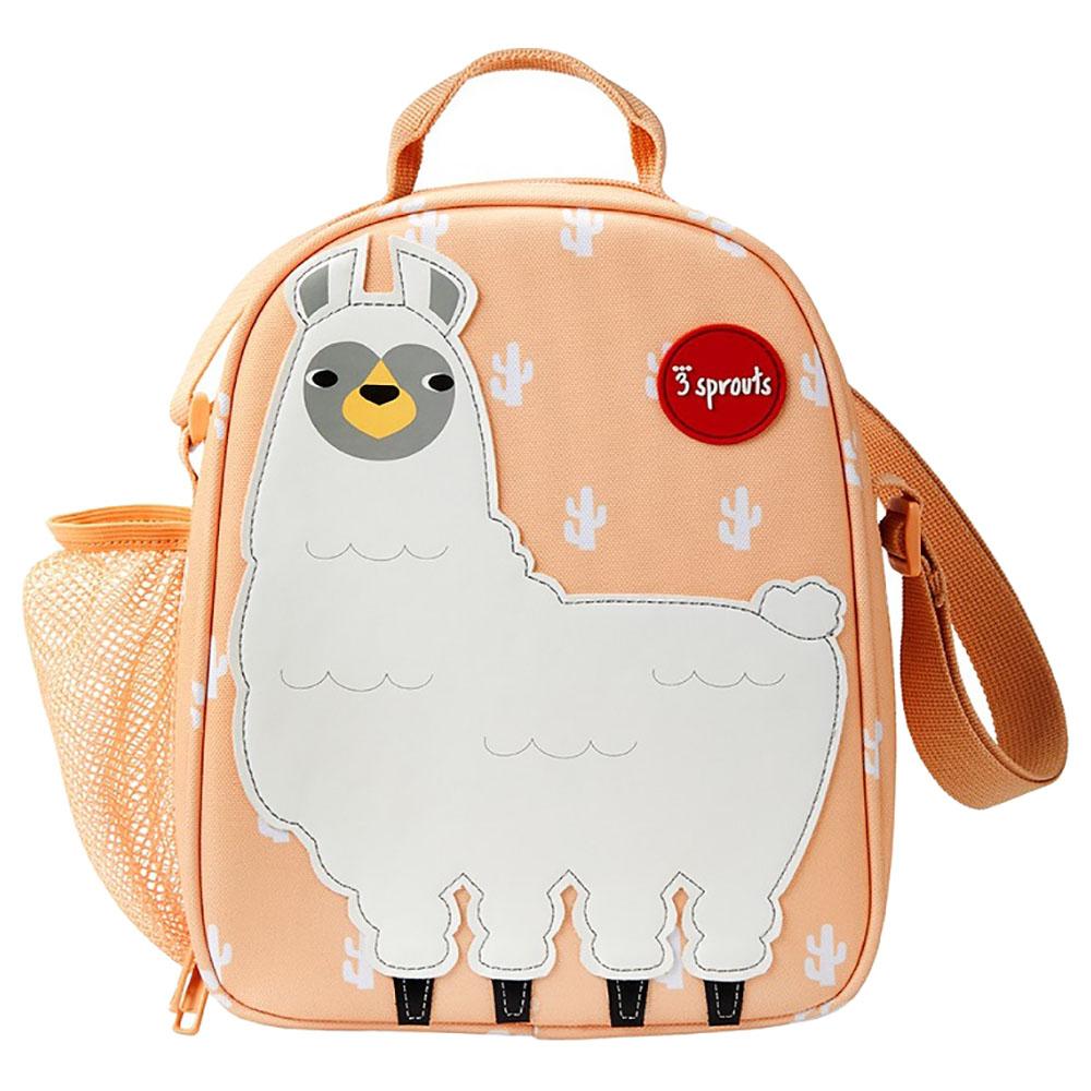 3 Sprouts - Llama Lunch Bag - White/Orange