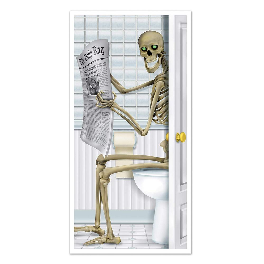 ملصق باب الحمام بطول 1,5 متر ديغريس 360  Degrees - Skeleton Bathroom Door Decoration