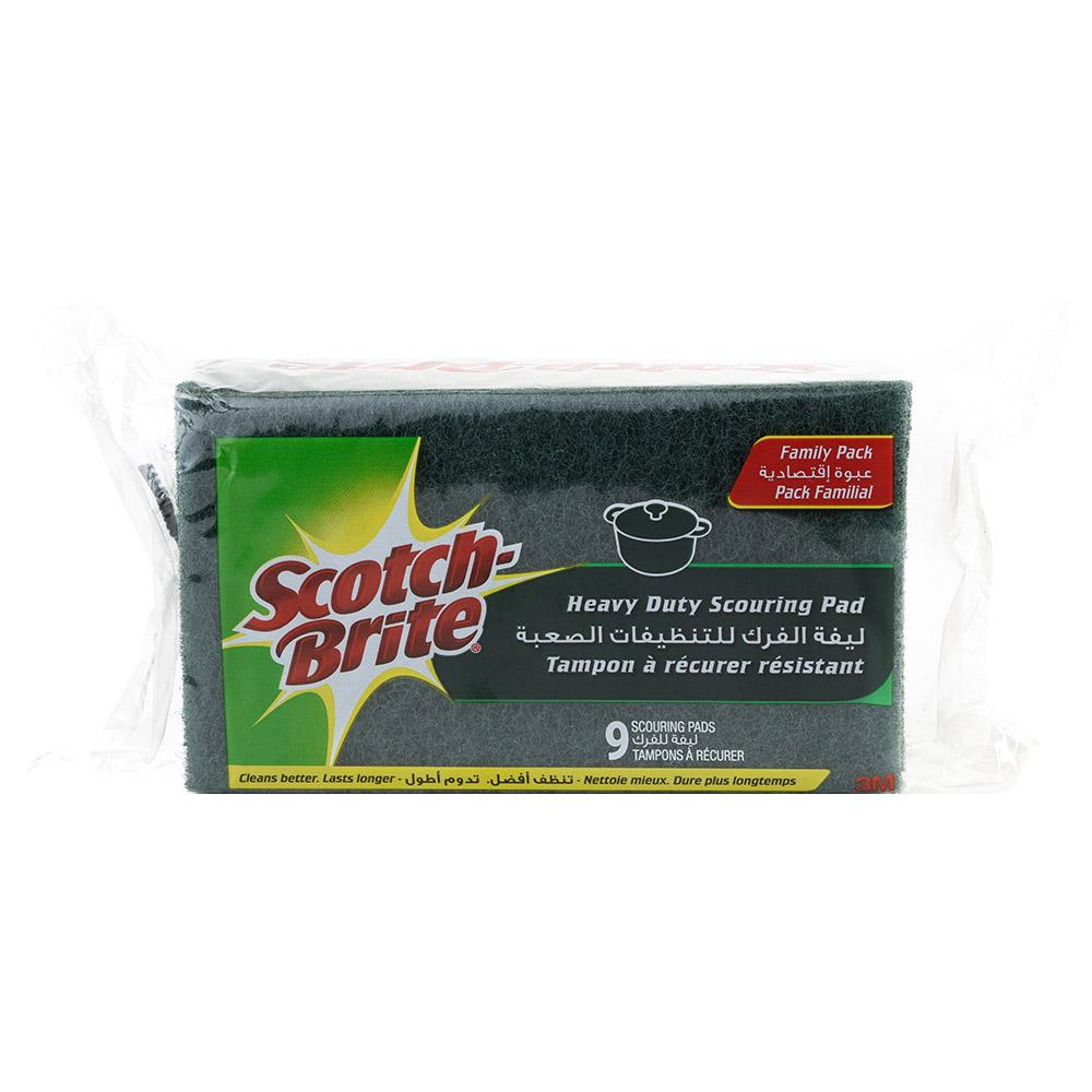 وسادة تنظيف إسفنجية شديدة التحمل 9 قطع 3ام سكوتش برايت أخضر 3M Scotch Brite - Heavy Duty Pad