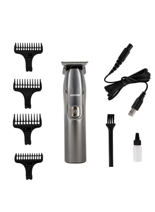 Geepas Rechargeable Hair And Beard Trimmer- / With High-Capacity Li-Ion Battery And 180 Min Working Time/ Detachable Blades And Waterproof Ipx7/ Cordless Operation, Perfect For Home And Saloon