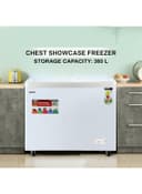 Geepas Faster Cooling Chest Showcase Freezer Convertible Freezer And Fridge Function Long Lasting Freshness With Temperature Control 220 W White