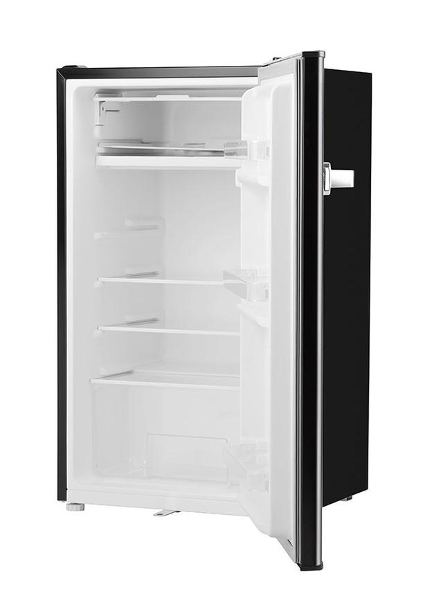 Geepas 120l Gross/92l Net Capacity, Single Door Mini Defrost Refrigerator With Retro Premium Design, Bottle Opener, Glass Shelves, Transparent Door Basket, Lock & Key, Low Noise, Low Voltage, Adjustable Front Wheel. 120 L Black
