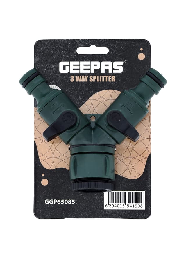 وصلة خرطوم المياه ثلاثية على شكل Y مع صمامين من جيباس Geepas 3 Way Splitter
