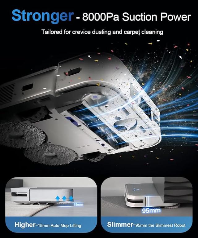 مكنسة روبوت التنظيف ايكوفاكس 8000 باسكال مع صندوق للغبار Ecovacs X2 Omni Robot Vacuum And Mop