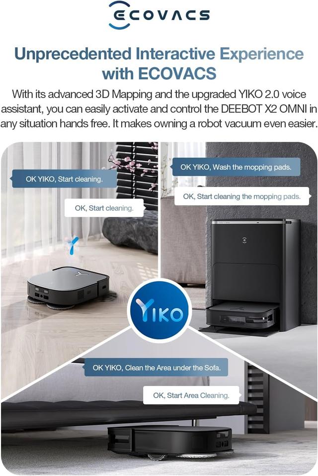 مكنسة روبوت التنظيف ايكوفاكس 8000 باسكال مع صندوق للغبار Ecovacs X2 Omni Robot Vacuum And Mop