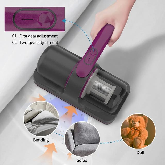 Wireless Mattress Vacuum Cleaner UV-C Bed Dust Remover 12Kpa Powerful Suction - SW1hZ2U6MjA2ODExMA==
