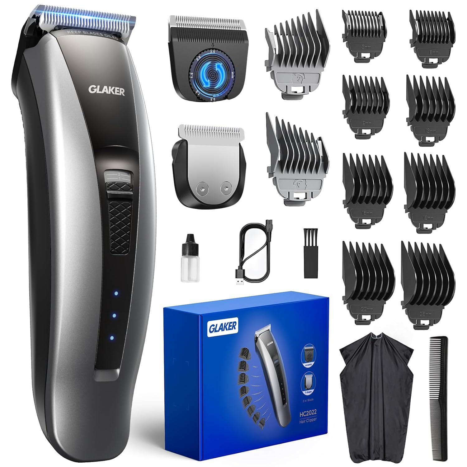 ماكينه حلاقه شعر راس واللحية للرجال جلاكر مع رؤوس متعددة Glaker Multifunctional Hair Clippers