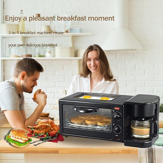 Three-In-One Breakfast Maker with Coffee Maker, Mini Oven Oven Toaster Grill - SW1hZ2U6MTk3ODI1Ng==