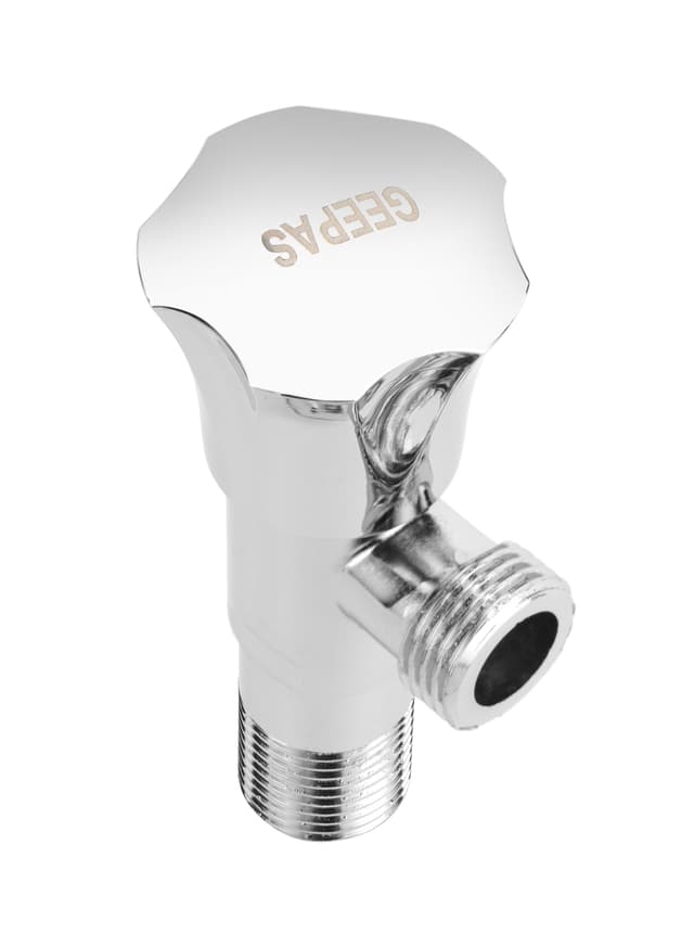 Geepas Angle Valve- Non-Ferrous Angle Valve For Toilets, Plumbing Fixtures Chrome Plated Solid Knob With Turn Ceramic Brass Cartridge G1/2-G1/2 Connection Suitable For Hot And Cold Water