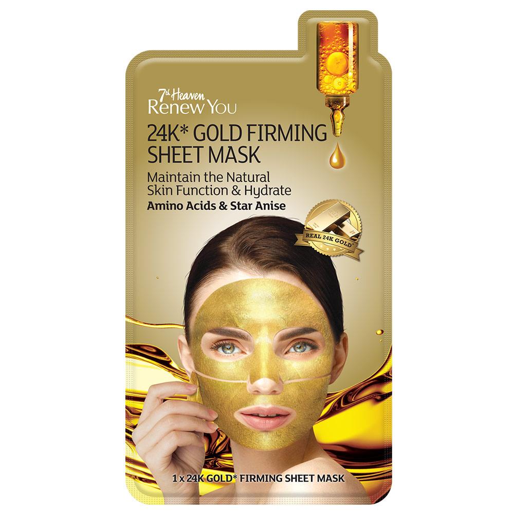 قناع ورقي لشد الوجه بالذهب عيار 24 قيراط سفنث هيفن 7th Heaven Renew You 24K Gold Firming Face Sheet Mask