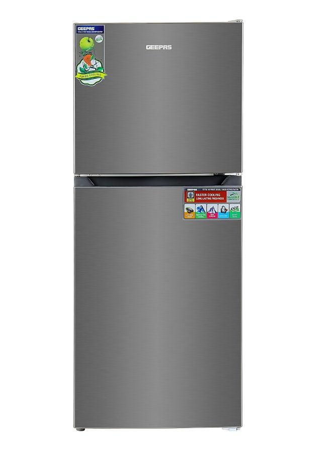 ثلاجة كبيرة 250 لتر فضي جيباس Geepas 250l Gross-180l Net Capacity No Frost Double Door Refrigerator With Multi Air Flow