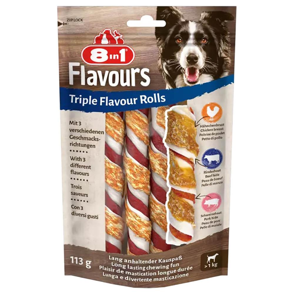 رولات بثلاث نكهات للكلاب 113غ 8إن1 8in1 - Triple Flavour Rolls 113g