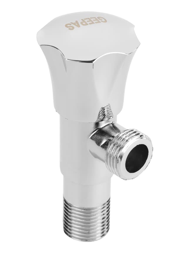 Geepas Angle Valve- Non-Ferrous Angle Valve For Toilets, Plumbing Fixtures Chrome Plated Solid Knob With Turn Ceramic Brass Cartridge G1/2-G1/2 Connection Suitable For Hot And Cold Water