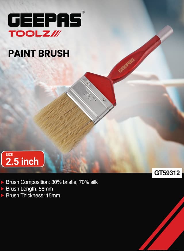 فرشاة دهان 2.5 بوصة لون أحمر من جيباس Geepas Paint Brush