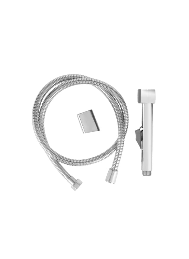 Geepas Cube Shattaf Set- , Soft Spray, Non-Stop Water Jet With Easy Push Mechanism, High-Quality Abs Material, 1/2" Standard Connector, For Bathroom Use- Silver