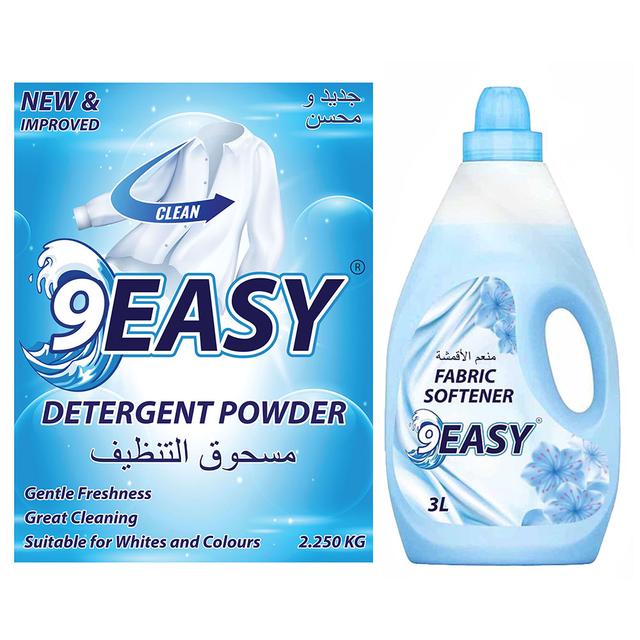 9EASY Detergent Powder 2.25Kg + 9EASY Fabric Softner 3L Blue - SW1hZ2U6MjE5MTcyNw==