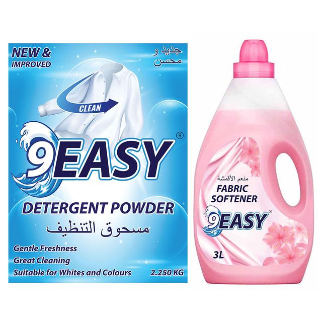 9EASY Detergent Powder 2.25Kg + 9EASY Fabric Softner 3L Pink - SW1hZ2U6MjE5MTcyMA==