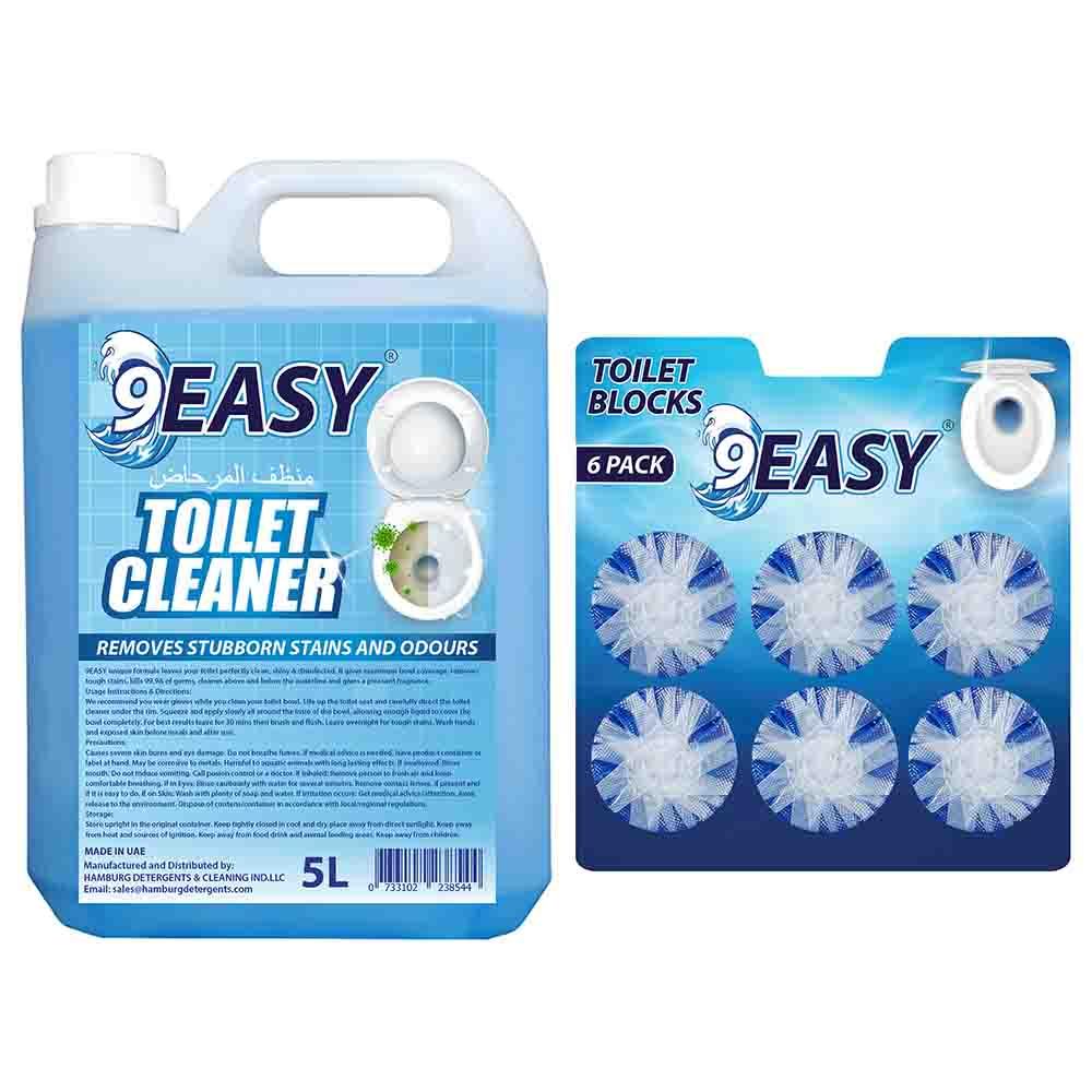 منظف المرحاض 5 لتر + كتلة المرحاض - أزرق 9 إيزي 9EASY - Toilet Cleaner 5L + Toilet Block - Blue